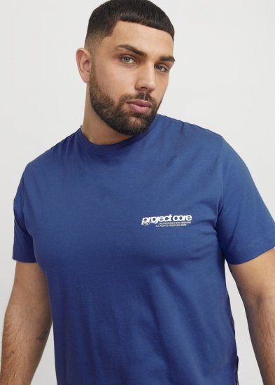 Jack & Jones Union Front & Back Print Crew Neck T-Shirt Beaucoup Blue - Μακό μπλουζάκια - Aνδρικά μπλουζεσ μεγάλα μεγέθη