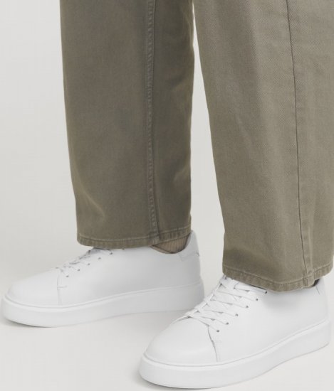 Jack & Jones Stockholm Leather Sneakers Bright White/Leather - Ανδρικά Παπούτσια 40-52 - 