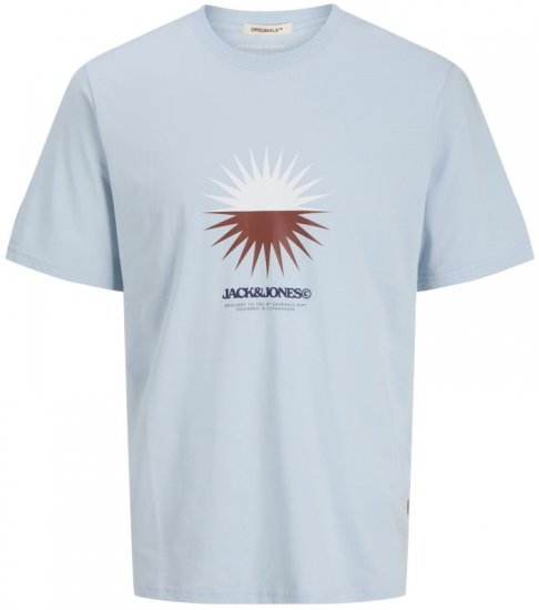 Jack & Jones Vira Branding Crew Neck T-Shirt Skyway - Μακό μπλουζάκια - Aνδρικά μπλουζεσ μεγάλα μεγέθη