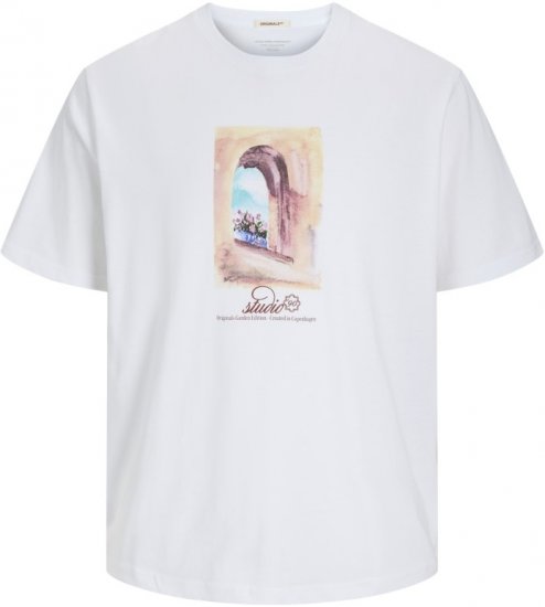 Jack & Jones Hydra Crew Neck T-Shirt Bright White - Μακό μπλουζάκια - Aνδρικά μπλουζεσ μεγάλα μεγέθη