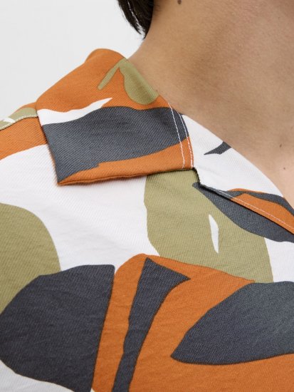 Jack & Jones Vira Marshall AOP Short Sleeve Shirt Cloud Dancer - Πουκάμισα - Aνδρικά πουκαμισα μεγαλα μεγάλα μεγέθη