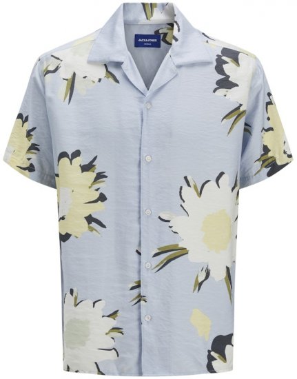 Jack & Jones Vira Marshall AOP Short Sleeve Shirt Skyway - Πουκάμισα - Aνδρικά πουκαμισα μεγαλα μεγάλα μεγέθη