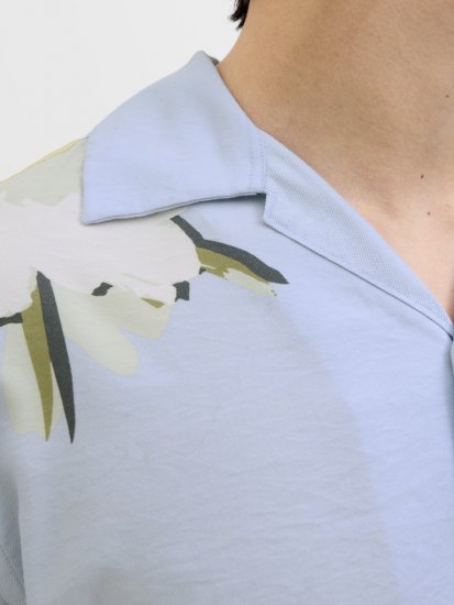 Jack & Jones Vira Marshall AOP Short Sleeve Shirt Skyway - Πουκάμισα - Aνδρικά πουκαμισα μεγαλα μεγάλα μεγέθη
