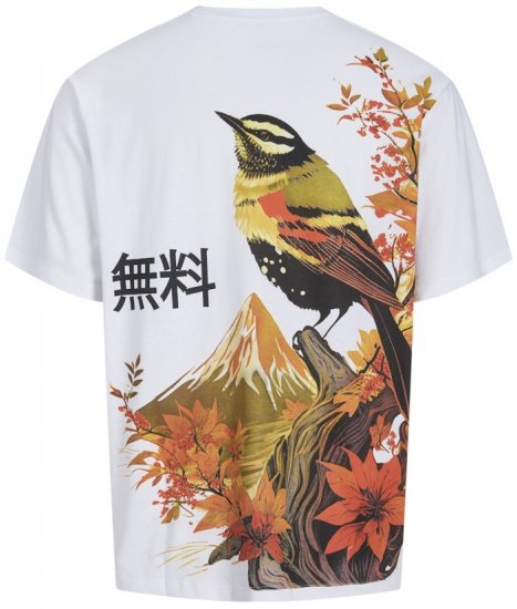 Jack & Jones Fuji Crew Neck T-Shirt Bright White - Μακό μπλουζάκια - Aνδρικά μπλουζεσ μεγάλα μεγέθη