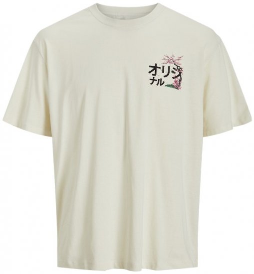 Jack & Jones Fuji Crew Neck T-Shirt Antique White - Μακό μπλουζάκια - Aνδρικά μπλουζεσ μεγάλα μεγέθη