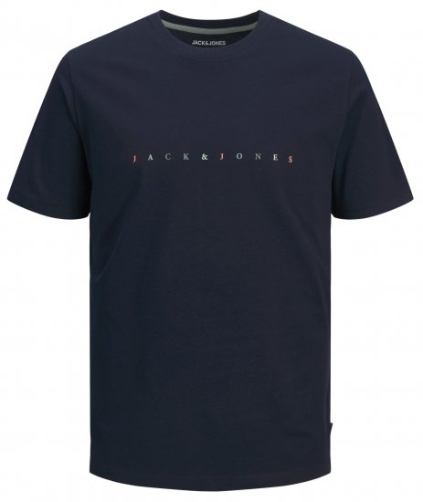 Jack & Jones JJFONT T-Shirt Navy - Μακό μπλουζάκια - Aνδρικά μπλουζεσ μεγάλα μεγέθη