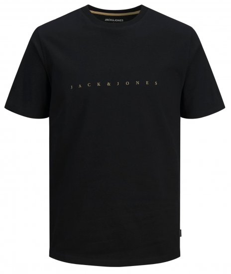 Jack & Jones JJFONT T-Shirt Black - Μακό μπλουζάκια - Aνδρικά μπλουζεσ μεγάλα μεγέθη