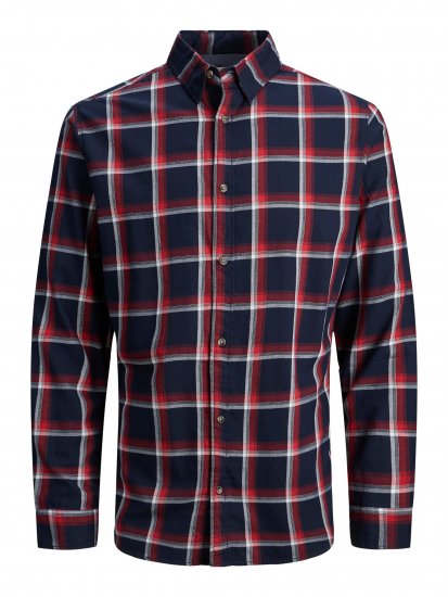 Jack & Jones JJPLAIN LOGAN Shirt Red - Πουκάμισα - Aνδρικά πουκαμισα μεγαλα μεγάλα μεγέθη