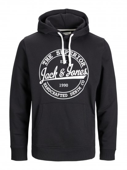 Jack & Jones JJBRAT SWEAT Hoodie Black - φούτερ/Φούτερ με κουκούλα - φούτερ/Φούτερ με κουκούλα ανδρικά μεγάλα μεγέθη 