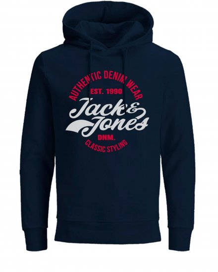 Jack & Jones JJBRAT SWEAT Hoodie Navy - φούτερ/Φούτερ με κουκούλα - φούτερ/Φούτερ με κουκούλα ανδρικά μεγάλα μεγέθη 