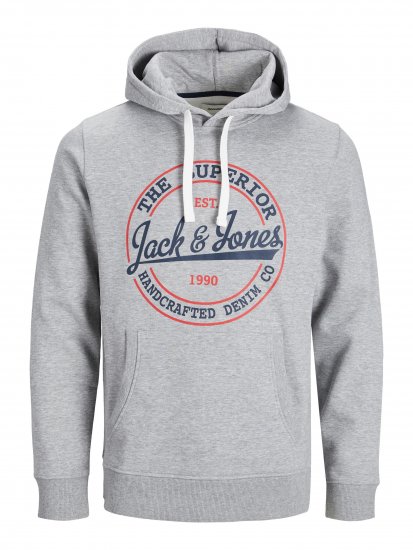 Jack & Jones JJBRAT SWEAT Hoodie Light Grey - φούτερ/Φούτερ με κουκούλα - φούτερ/Φούτερ με κουκούλα ανδρικά μεγάλα μεγέθη 