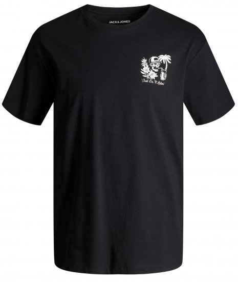 Jack & Jones JJCHILLER With Back Print Black - Μακό μπλουζάκια - Aνδρικά μπλουζεσ μεγάλα μεγέθη