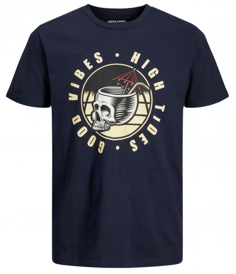 Jack & Jones JJEUSTACE T-Shirt Navy - Μακό μπλουζάκια - Aνδρικά μπλουζεσ μεγάλα μεγέθη