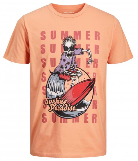Jack & Jones JJEUSTACE T-Shirt Orange - Μακό μπλουζάκια - Aνδρικά μπλουζεσ μεγάλα μεγέθη