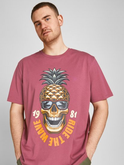 Jack & Jones JJEUSTACE T-Shirt Pink - Μακό μπλουζάκια - Aνδρικά μπλουζεσ μεγάλα μεγέθη
