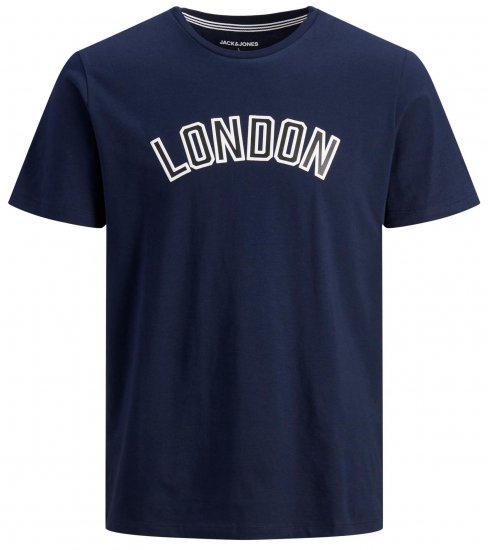 Jack & Jones JJCITY T-Shirt Navy - Μακό μπλουζάκια - Aνδρικά μπλουζεσ μεγάλα μεγέθη