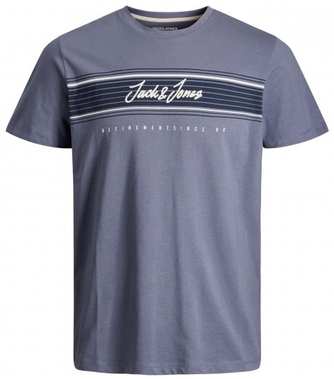 Jack & Jones JJLEO T-Shirt Gray - Μακό μπλουζάκια - Aνδρικά μπλουζεσ μεγάλα μεγέθη