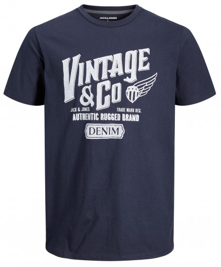 Jack & Jones JJAARON T-Shirt Navy - Μακό μπλουζάκια - Aνδρικά μπλουζεσ μεγάλα μεγέθη