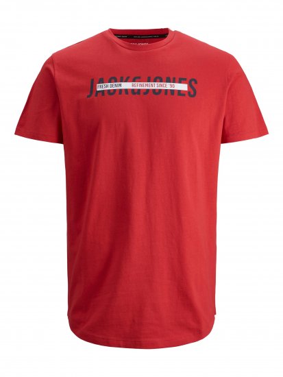 Jack & Jones JJTEO T-Shirt Red - Μακό μπλουζάκια - Aνδρικά μπλουζεσ μεγάλα μεγέθη