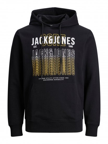 Jack & Jones JJCYBER SWEAT Hoodie Black - φούτερ/Φούτερ με κουκούλα - φούτερ/Φούτερ με κουκούλα ανδρικά μεγάλα μεγέθη 