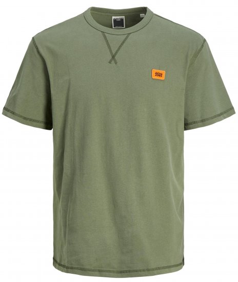 Jack & Jones JCOCLASSIC WAFFLE BADGE TEE Green - Μακό μπλουζάκια - Aνδρικά μπλουζεσ μεγάλα μεγέθη