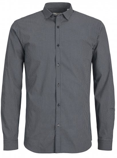 Jack & Jones JPRBLACARDIFF Print LS Shirt Navy - Πουκάμισα - Aνδρικά πουκαμισα μεγαλα μεγάλα μεγέθη