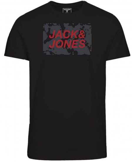 Jack & Jones JCOLAUGE T-Shirt Black - Μακό μπλουζάκια - Aνδρικά μπλουζεσ μεγάλα μεγέθη