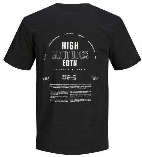 Jack & Jones JCOEDTN T-Shirt with Back Print Black - Μακό μπλουζάκια - Aνδρικά μπλουζεσ μεγάλα μεγέθη