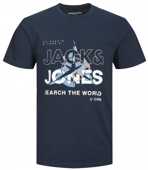 Jack & Jones JCOHUNT T-Shirt Navy Blazer - Μακό μπλουζάκια - Aνδρικά μπλουζεσ μεγάλα μεγέθη