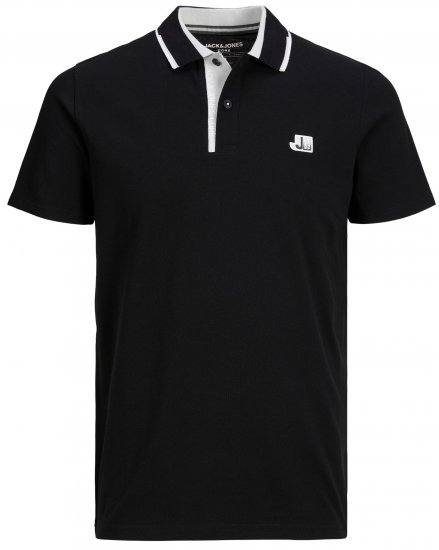 Jack & Jones JCOLOGAN Polo Black - Πόλο μπλουζάκια - Aνδρικά μπλουζακια πολο μεγάλα μεγέθη