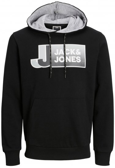Jack & Jones JCOLOGAN Hoodie Black - φούτερ/Φούτερ με κουκούλα - φούτερ/Φούτερ με κουκούλα ανδρικά μεγάλα μεγέθη 