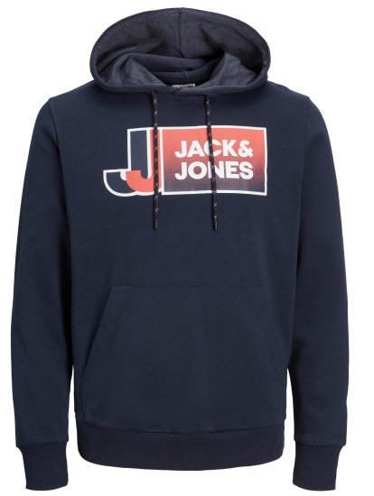 Jack & Jones JCOLOGAN Hoodie Navy Blazer - φούτερ/Φούτερ με κουκούλα - φούτερ/Φούτερ με κουκούλα ανδρικά μεγάλα μεγέθη 