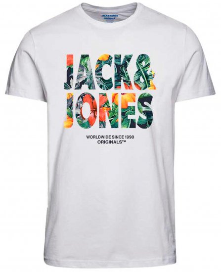 Jack & Jones JORBOOSTER T-Shirt Bright White - Μακό μπλουζάκια - Aνδρικά μπλουζεσ μεγάλα μεγέθη
