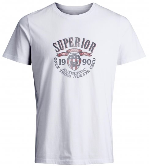 Jack & Jones JPRBLU Vintage T-shirt White - Μακό μπλουζάκια - Aνδρικά μπλουζεσ μεγάλα μεγέθη