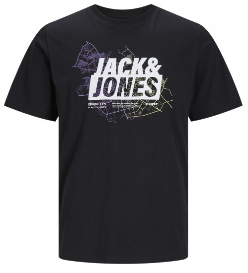 Jack & Jones JCOMAP LOGO T-Shirt Black - Μακό μπλουζάκια - Aνδρικά μπλουζεσ μεγάλα μεγέθη