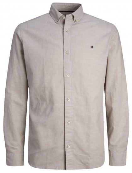 Jack & Jones JPRBLUSUMMER SHIELD LS Shirt Fields Of Rye - Πουκάμισα - Aνδρικά πουκαμισα μεγαλα μεγάλα μεγέθη