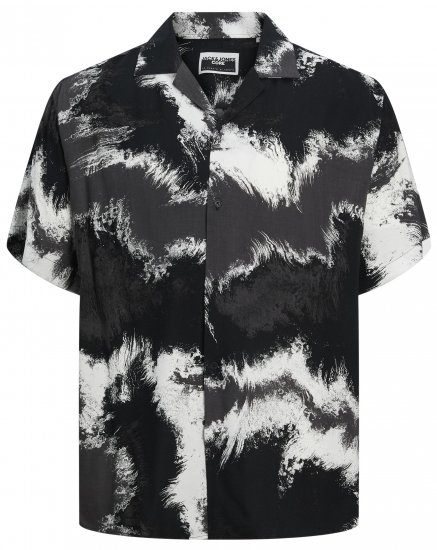 Jack & Jones JCOJEFF AOP Resort Shirt Asphalt - Πουκάμισα - Aνδρικά πουκαμισα μεγαλα μεγάλα μεγέθη