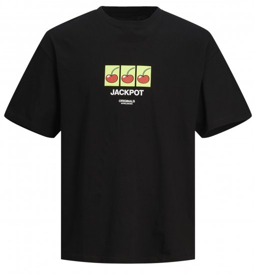 Jack & Jones JORBLOCKPOP T-Shirt Black - Μακό μπλουζάκια - Aνδρικά μπλουζεσ μεγάλα μεγέθη