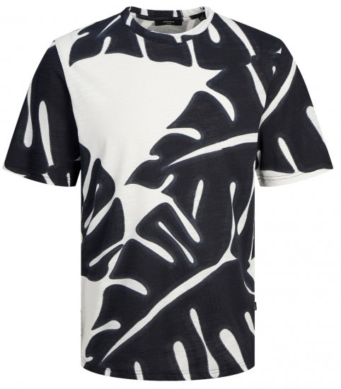 Jack & Jones JPRBLAPALMA AOP T-Shirt Snow White - Μακό μπλουζάκια - Aνδρικά μπλουζεσ μεγάλα μεγέθη
