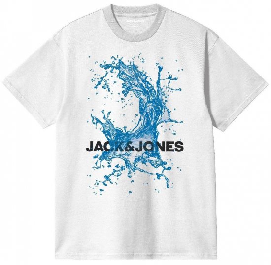 Jack & Jones JCOOCEAN SPLASH T-Shirt White - Μακό μπλουζάκια - Aνδρικά μπλουζεσ μεγάλα μεγέθη