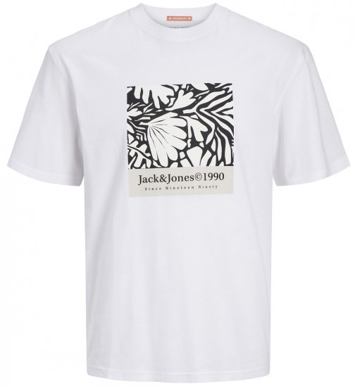  Jack & Jones JORMARBELLA AOP BRANDING T-Shirt Bright White - Μακό μπλουζάκια - Aνδρικά μπλουζεσ μεγάλα μεγέθη