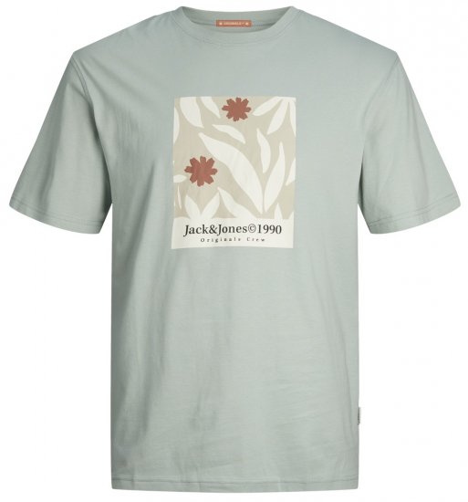 Jack & Jones JORMARBELLA AOP BRANDING T-Shirt Gray Mist - Μακό μπλουζάκια - Aνδρικά μπλουζεσ μεγάλα μεγέθη