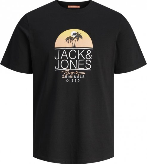 Jack & Jones JORCASEY T-Shirt Crew Neck Black - Μακό μπλουζάκια - Aνδρικά μπλουζεσ μεγάλα μεγέθη