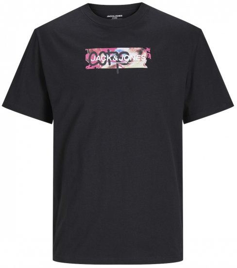 Jack & Jones JCOSUMMER PRINT T-Shirt Black - Μακό μπλουζάκια - Aνδρικά μπλουζεσ μεγάλα μεγέθη