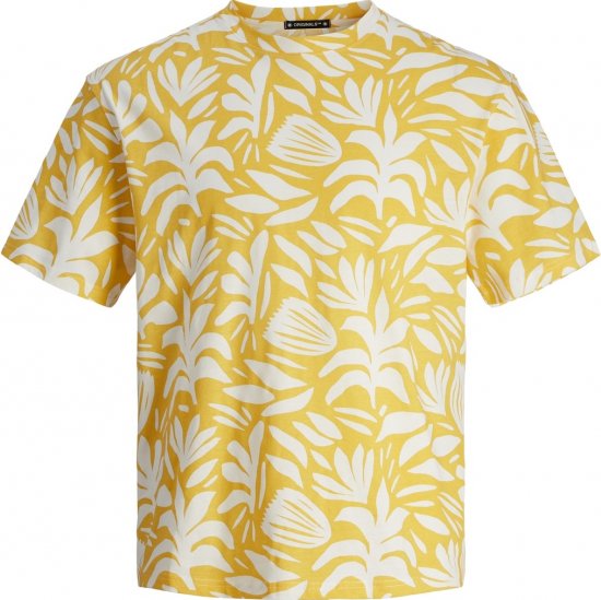 Jack & Jones JORMARBELLA T-Shirt Cloud Dancer/Yellow - Μακό μπλουζάκια - Aνδρικά μπλουζεσ μεγάλα μεγέθη