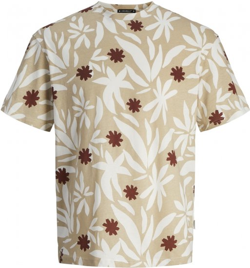 Jack & Jones JORMARBELLA AOP TEE SS CREW NECK PLS Fields Of Rye - Μακό μπλουζάκια - Aνδρικά μπλουζεσ μεγάλα μεγέθη