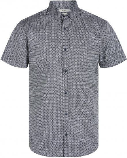 Jack & Jones JPRBLACARDIFF PRINT SHIRT S/S Navy Blazer - Πουκάμισα - Aνδρικά πουκαμισα μεγαλα μεγάλα μεγέθη