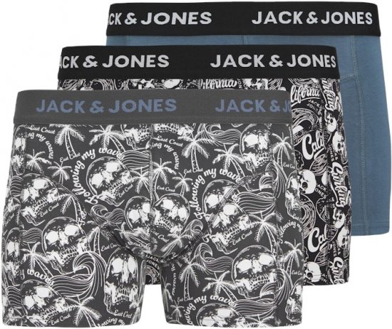 Jack & Jones Damon Skull Trunks 3-Pack Black - Εσώρουχα/Μαγιό - Aνδρικά Εσώρουχα μεγάλα μεγέθη