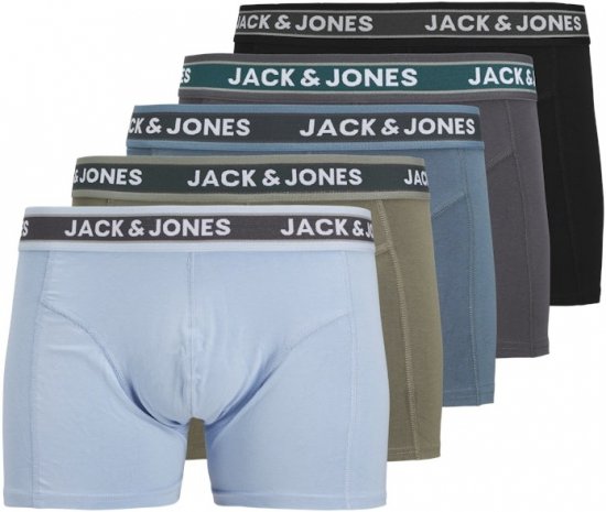 Jack & Jones Evan Solid Trunks 5-Pack Black - Εσώρουχα/Μαγιό - Aνδρικά Εσώρουχα μεγάλα μεγέθη