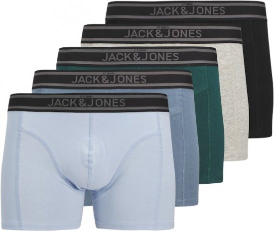 Jack & Jones Kyle Solid Trunks 5-Pack Deep Teal - Εσώρουχα/Μαγιό - Aνδρικά Εσώρουχα μεγάλα μεγέθη